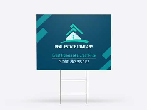 Promotional realtor sign featuring a real estate company branding and contact details