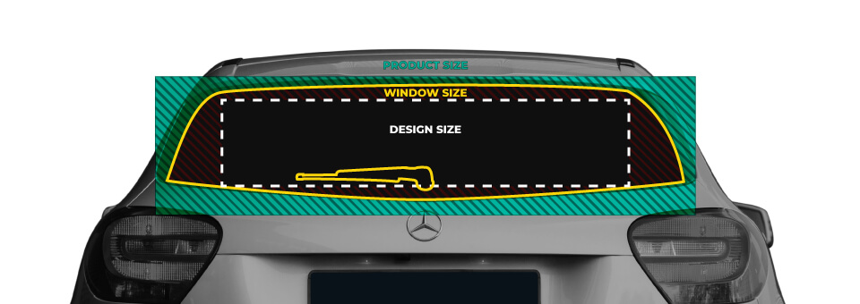 car rear window decal size chart for a correct measurement