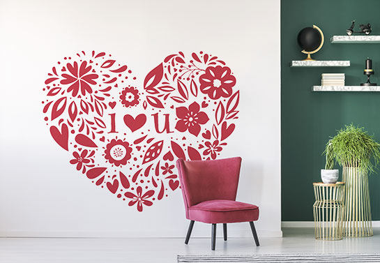 Valentine's decoration idea featuring an intricate red heart wall decor