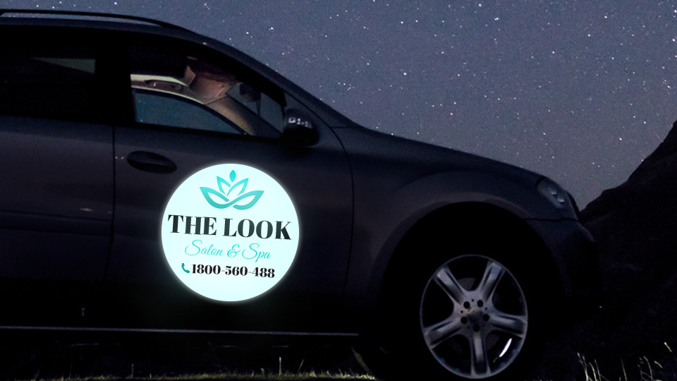 reflective car decal for the Look Salon & Spa