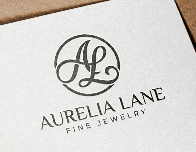 Aurelia Lane Fine Jewelry logo with elegant AL monogram on textured paper.