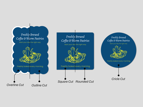 An informational image showing different shapes available for window clings.