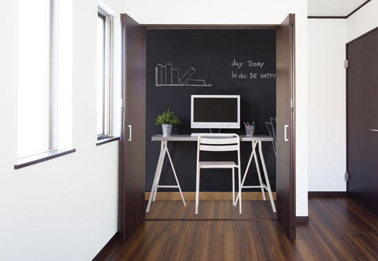 small home office space created in the closet