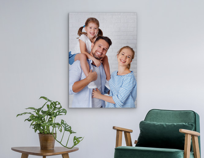 Photography positive wall art with a family portrait