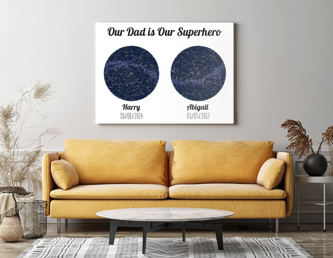 star maps unusual Father's Day gift displaying children birth dates