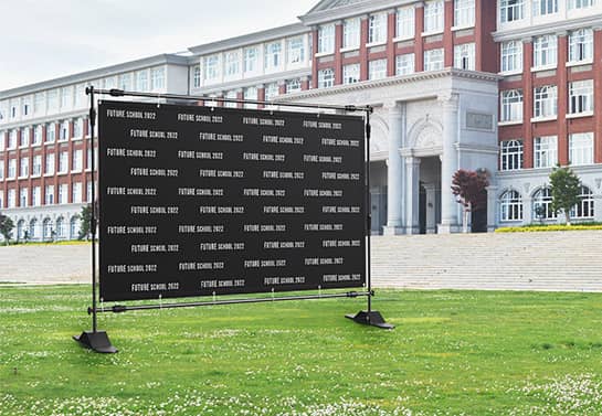 step and repeat school banner idea for graduation