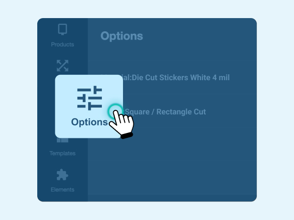 Design step 2 - Picking options for die cut stickers