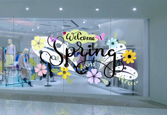 Welcome Spring seasonal window sticker for storefront