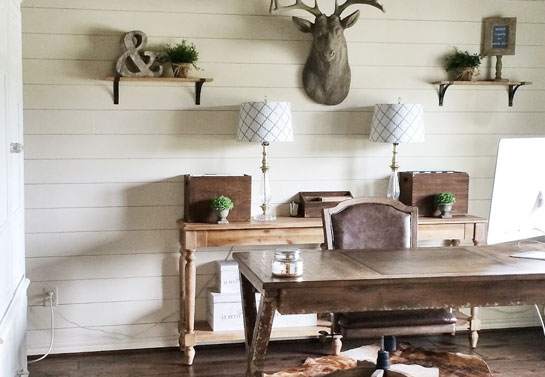 stylish rustic home office with natural elements