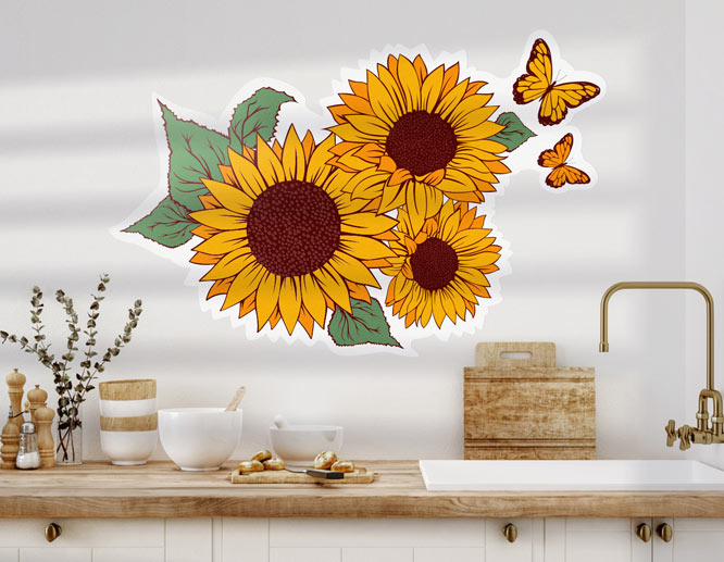 Appealing Kitchen Wall Decals For Your Dream Kitchen Blog Square Signs   Sunflowers Kitchen Wall Decal 