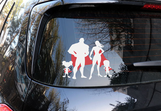 superheroes family cool rear window decal