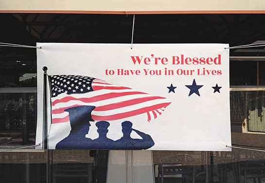 large outdoor Veterans Day thank you display