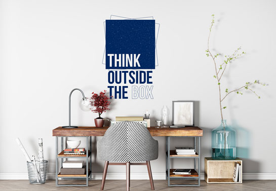 Think Outside The Box wall art for decorating home office space