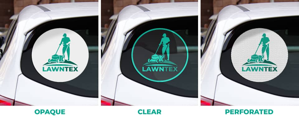 opaque, clear and perforated types of car window decals