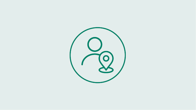 An icon of a signed in user tracking their order with a location pin on the side.