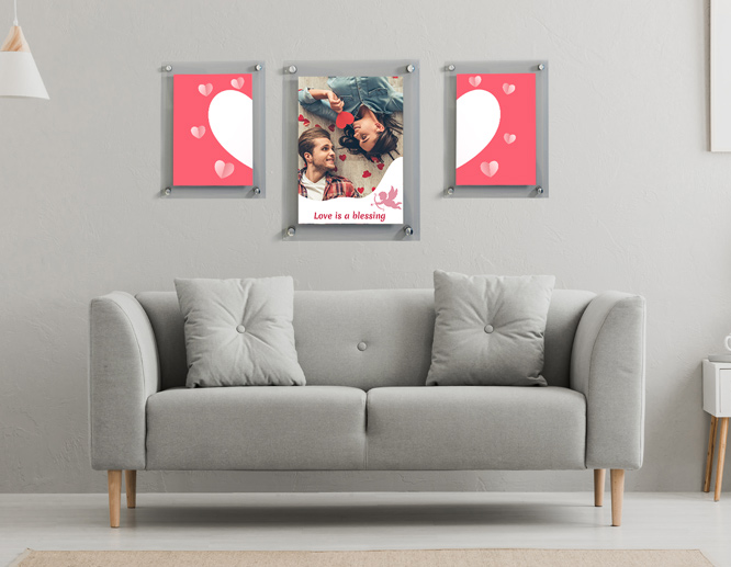 romantic Valentine's day decoration idea with a couple's photo and heart elements