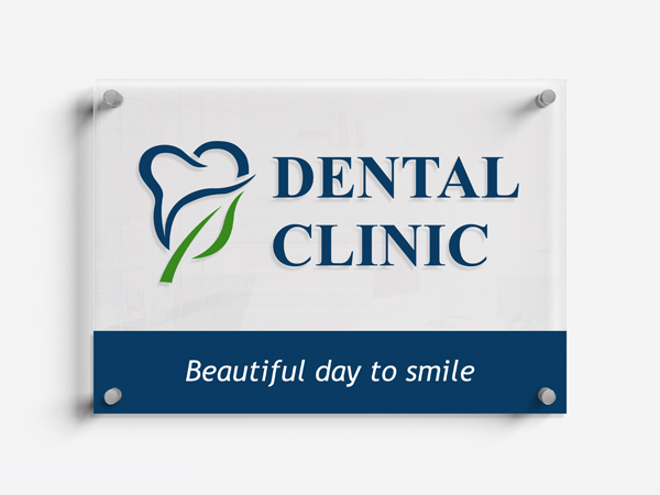 Sleek acrylic sign for a dental clinic reading Beautiful Day to Smile