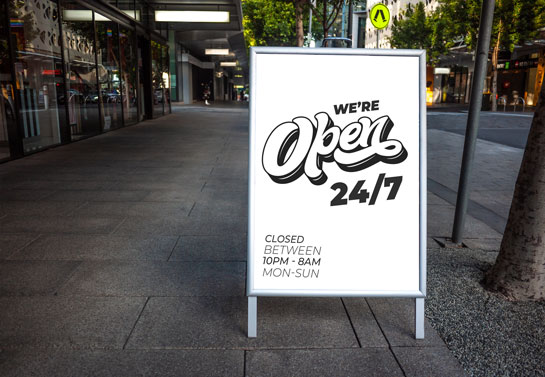 we are open - business hours board
