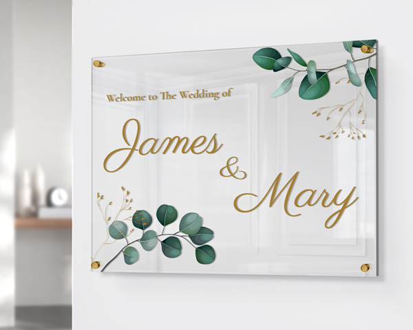 Wedding acrylic sign with bride and groom's names
