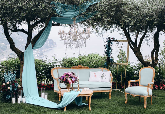 backyard wedding lounge area decorations