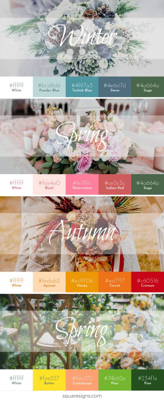 wedding sign decor color trend chart with color codes