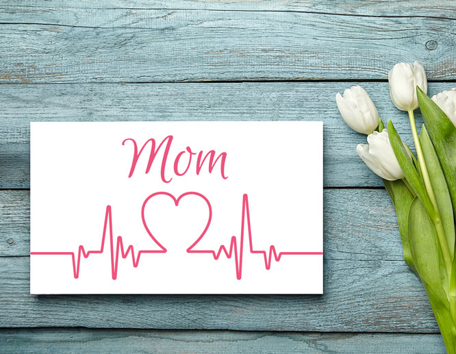 Decorative Mother's Day sign plaque idea with cardiogram illustration