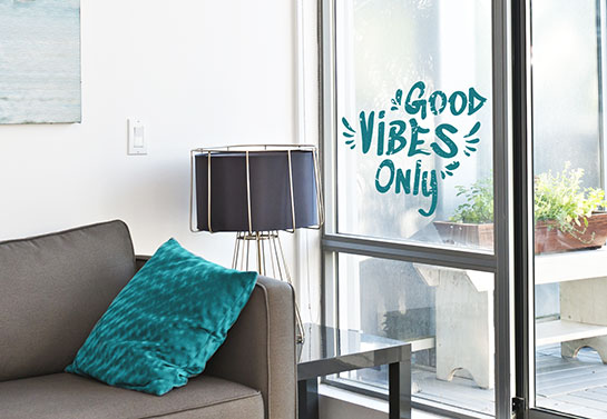 home office spare room decorating idea for the window with a motivational quote print