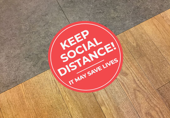 workspace keep social distance sticker