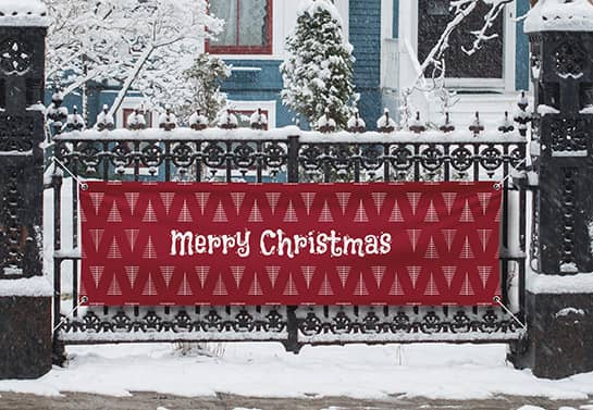 Outdoor red yard fence banner for Merry Christmas