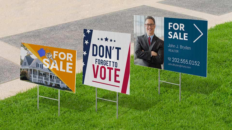 Yard sign printing in different thematics