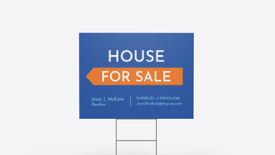 House for Sale Yard Sign in Blue and Orange