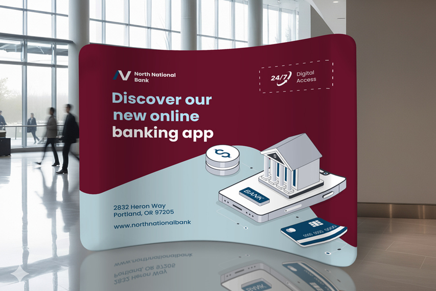 Banking App Curved Tension Fabric Display
