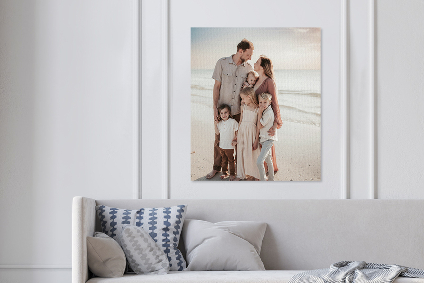 Beach Family Portrait Wrapped Canvas Print