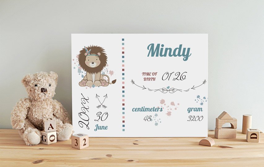 Birth announcement wooden prints
