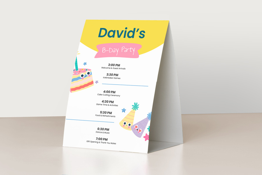 Birthday Party Table Tent