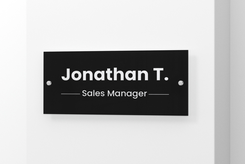 Black Wall Mounted Acrylic Employee Nameplate