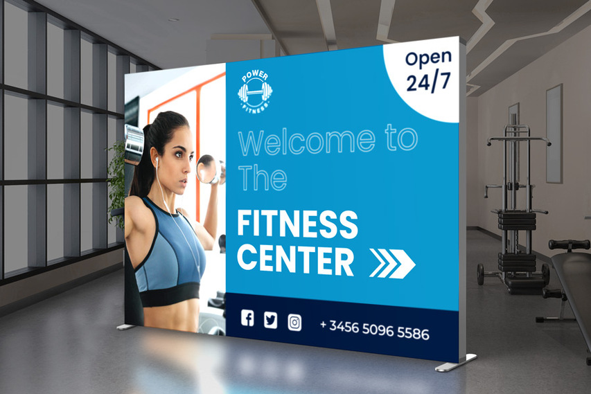 Blue Fitness Backlit SEG Fabric Displays