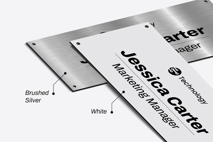Brushed Silver And White Dibond Signs