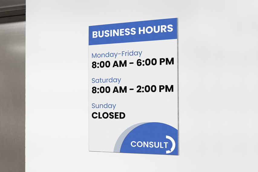 Company Working Hours Gatorboard Sign