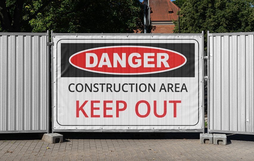 Construction area danger mesh banner