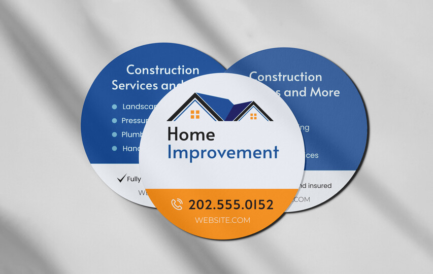 Construction Circle Shaped Business Cards