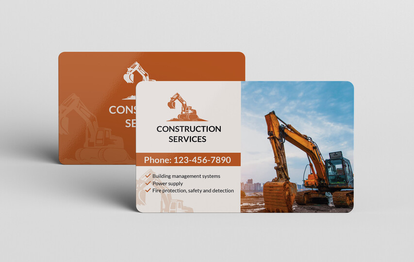 Construction Services Plastic Business Cards