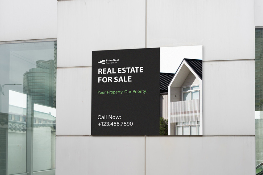 Exterior Wall Mounted Real Estate PVC Sign