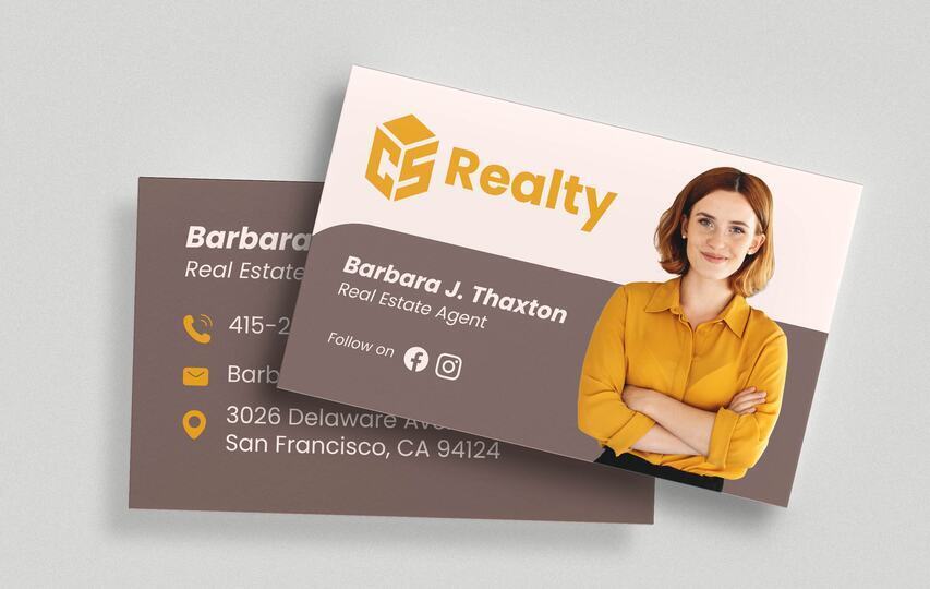Female Headshot Realtor Business Cards