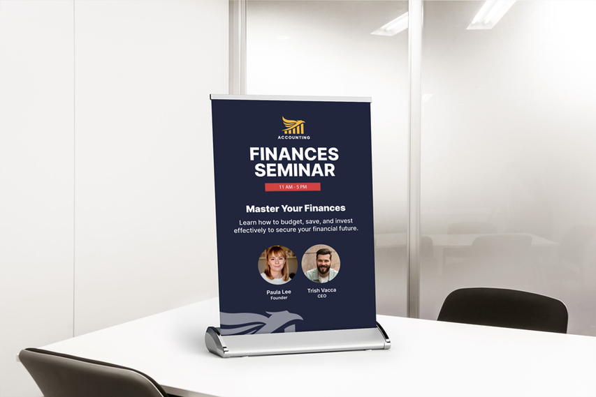 Finances Seminars Tabletop Retractable Banner