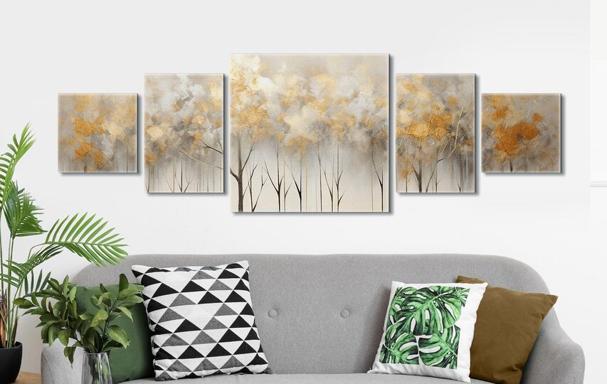Flower Themed five piece canvas prints