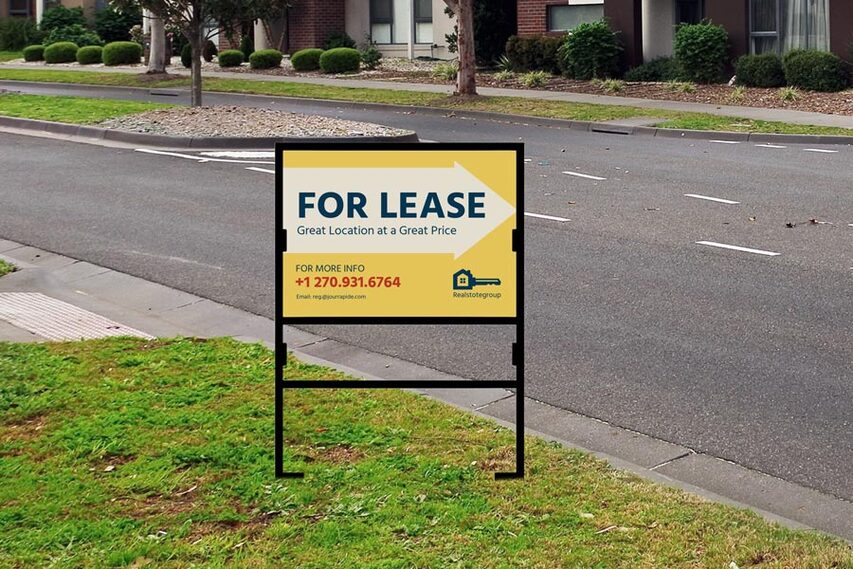 For Lease Yellow Real Estate Frame