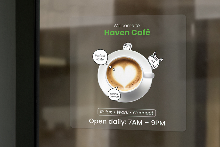 Freshly Baked Coffee Clear Window Decal