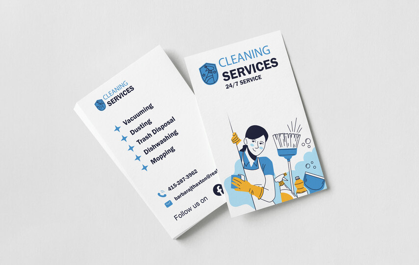 Listed Services Cleaning Business Cards