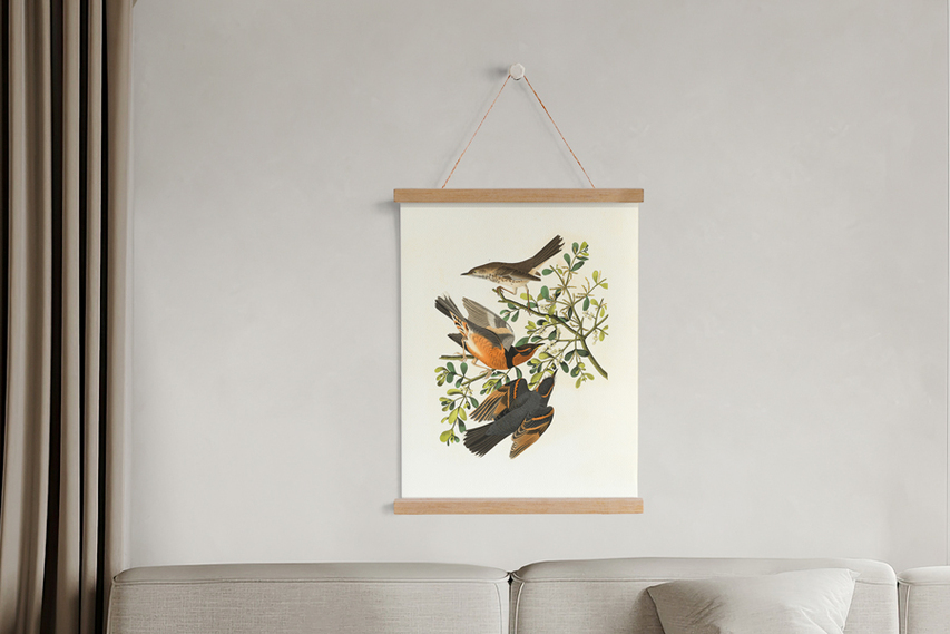 Magnetic Wood Frame Hanger Living Room Bird Art